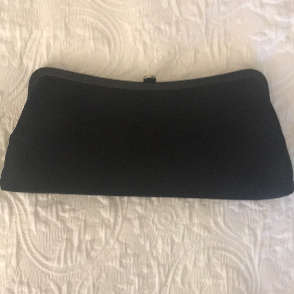 Black satin evening clutch. Used once